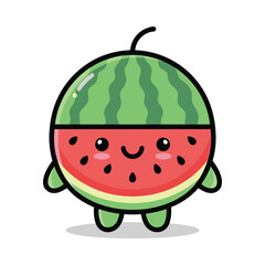 Cute Cartoon Watermelon Character Illustration