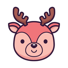 Adorable Cartoon Reindeer Face Illustration
