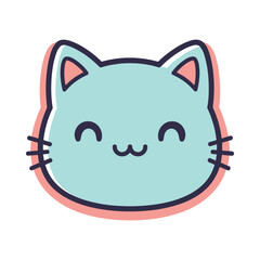 Adorable Cartoon Cat Face Vector Illustration