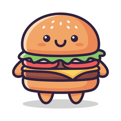 Cute Cartoon Burger Character Illustration