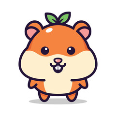 Adorable Cartoon Hamster with Leaf on Head Illustration