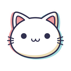 Cute Cartoon Cat Face Vector Illustration
