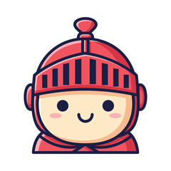 Cute Cartoon Character Wearing Red Knight Helmet Illustration