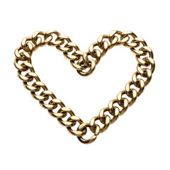Obraz premium A gold chain formed into a heart shape for jewelry or Valentine's Day use isolated on transparent background
