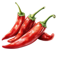 Red chili peppers on transparent background