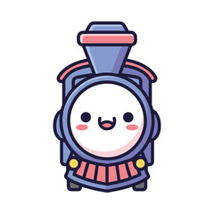 Cute Cartoon Train Engine Illustration