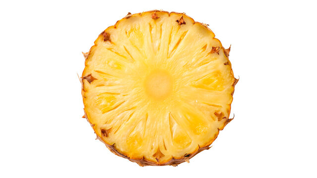 A slice of pineapple is depicted on a transparent background.