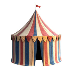 Colorful circus tent on transparent background