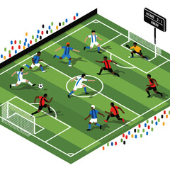 Soccer Players on Green Football Field. © Anak