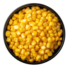 Bowl of yellow corn kernels on transparent background