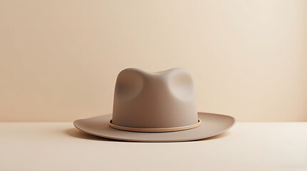 Classic western cowboy hat floating gently above a textured pastel background, modern creative concept, clean visual hierarchy