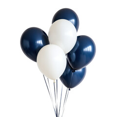 Navy Blue and White Balloons on Transparent Background