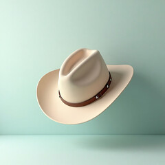 Premium cowboy hat isolated on a smooth studio background, sophisticated color harmony, precise proportions, minimalistic style