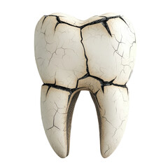 Cracked tooth model on transparent background