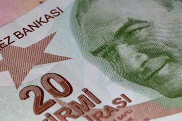 Portrait of Ataturk on 20 Turkish Lira