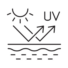 UV protection icon linear vector design sun block ray skin layer dermatology symbol ultraviolet radiation shield sunburn outline illustration element
