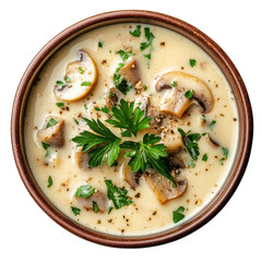 Creamy Mushroom Soup on Transparent Background