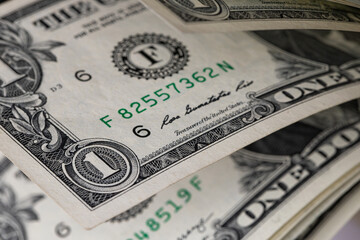 Macro View of US One Dollar Bill Stack