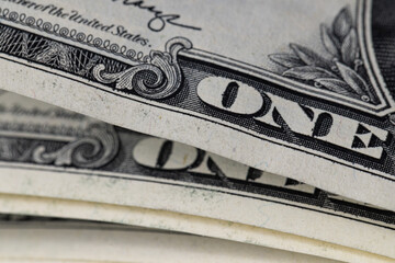 Macro View of US One Dollar Bill Stack