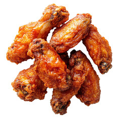 Crispy fried chicken wings on transparent background
