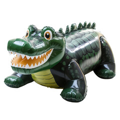 Green Inflatable Crocodile on transparent background