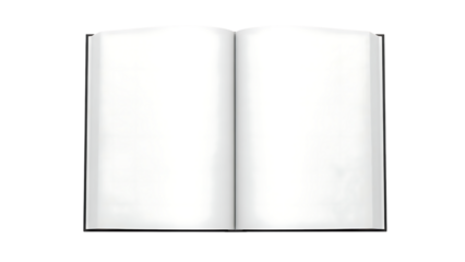 Open book with blank pages on transparent background