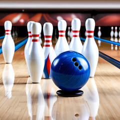 bowling ball and pins
