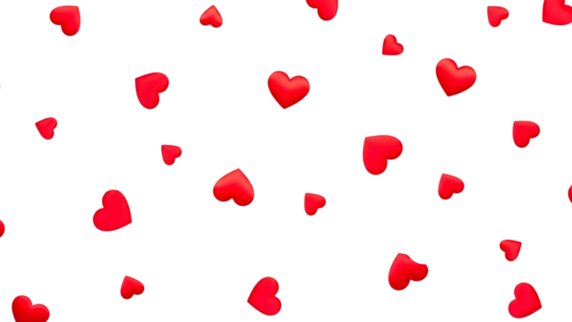 Red hearts scattered on transparent background - Powered by Adobe