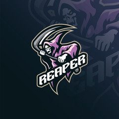 Reaper mascot logo design vector. Reaper illustration for sport and esport team.