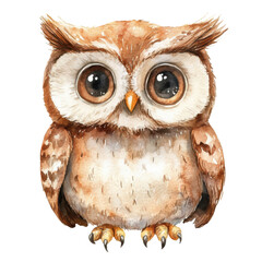 Cute cartoon owl on transparent background