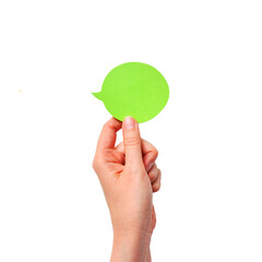Single Voice Concept with Bright Speech Bubble in Hand on Isolated Background