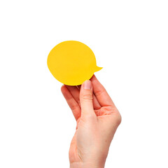 Single Voice Concept with Bright Speech Bubble in Hand on Isolated Background