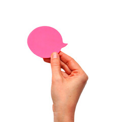 Single Voice Concept with Bright Speech Bubble in Hand on Isolated Background