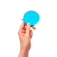 Single Voice Concept with Bright Speech Bubble in Hand on Isolated Background