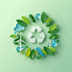 Papercut Eco Globe with Wind Turbines, Solar Panels & Recycle Icons