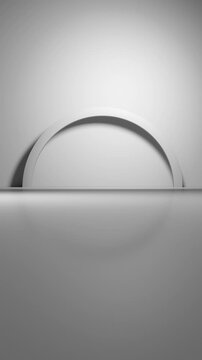 3d render podium on abstract white background. Minimal clean showcase concept. Empty blank with copy space. Futuristic clean studio with animated light.