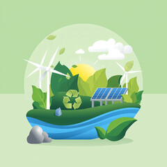 Papercut Eco Globe with Wind Turbines, Solar Panels & Recycle Icons