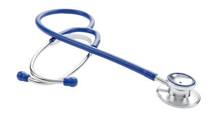 Blue stethoscope on transparent background