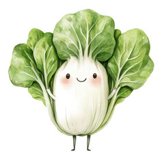 Cartoon Bok Choy on transparent background