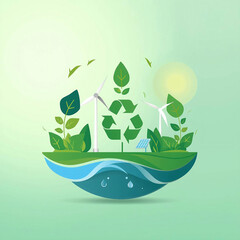 Papercut Eco Globe with Wind Turbines, Solar Panels & Recycle Icons