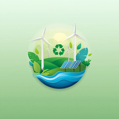 Papercut Eco Globe with Wind Turbines, Solar Panels & Recycle Icons
