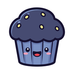 Cute Cartoon Blueberry Muffin Illustration