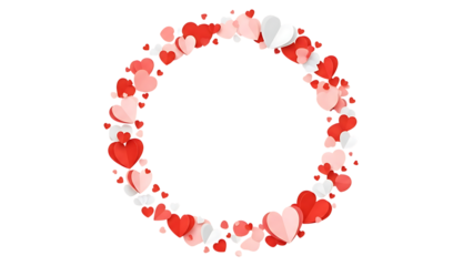Circular arrangement of red and pink hearts