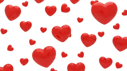Red hearts floating on transparent background