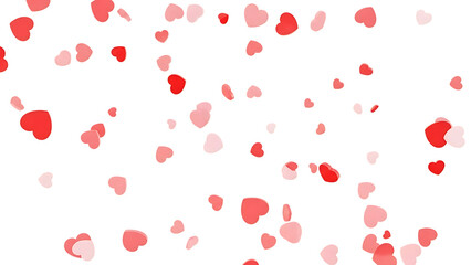 Red hearts on transparent background with grid pattern