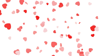 Red hearts on transparent background with grid pattern
