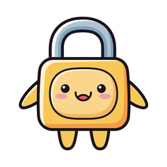 Cute Cartoon Padlock Character Illustration