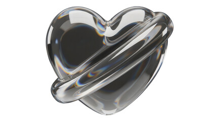 Rotating chrome heart transparent loop animation