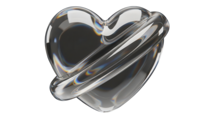 Rotating chrome heart transparent loop animation