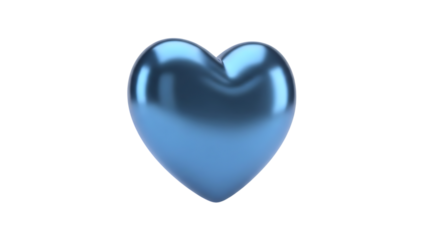 Blue metallic heart on transparent background